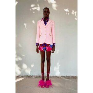 NWT Zara pink textured fabric fitted blazer w/ statement buttons & lining, XL